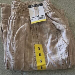 Briggs New York Tan Elastic-Waist Bottoms - Small